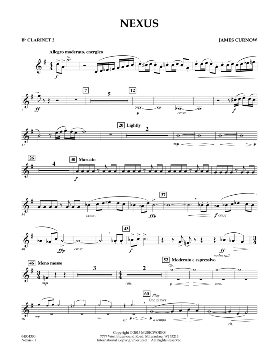 Nexus - Bb Clarinet 2 Nexus - Bb Clarinet 2 B-Flat Clarinet scores gallery preview page 1
