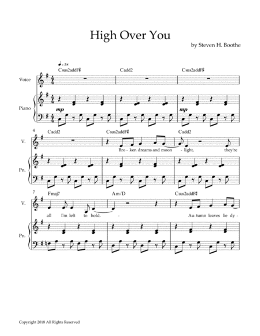High Over You PVG Voice scores gallery preview page 1