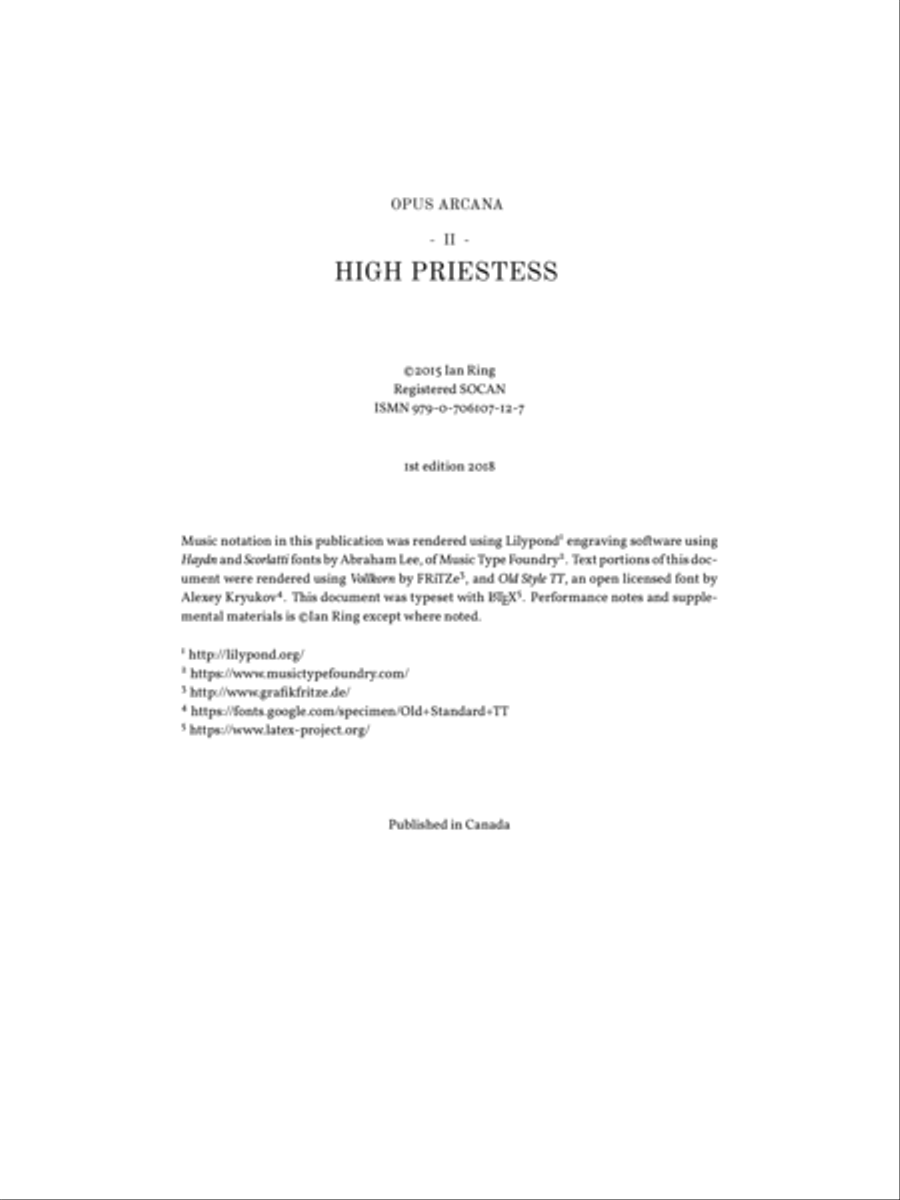 Ian Ring - Opus Arcana - 2 - High Priestess Piano Solo scores gallery preview page 2