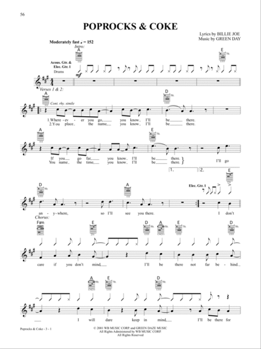 Poprocks & Coke Guitar Tablature scores gallery preview page 1