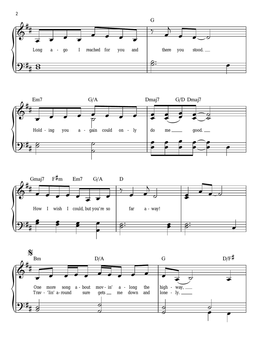 So Far Away Easy Piano scores gallery preview page 2