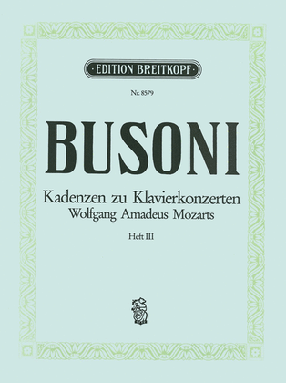 Book cover for Cadenzas for W. A. Mozart's Piano Concertos