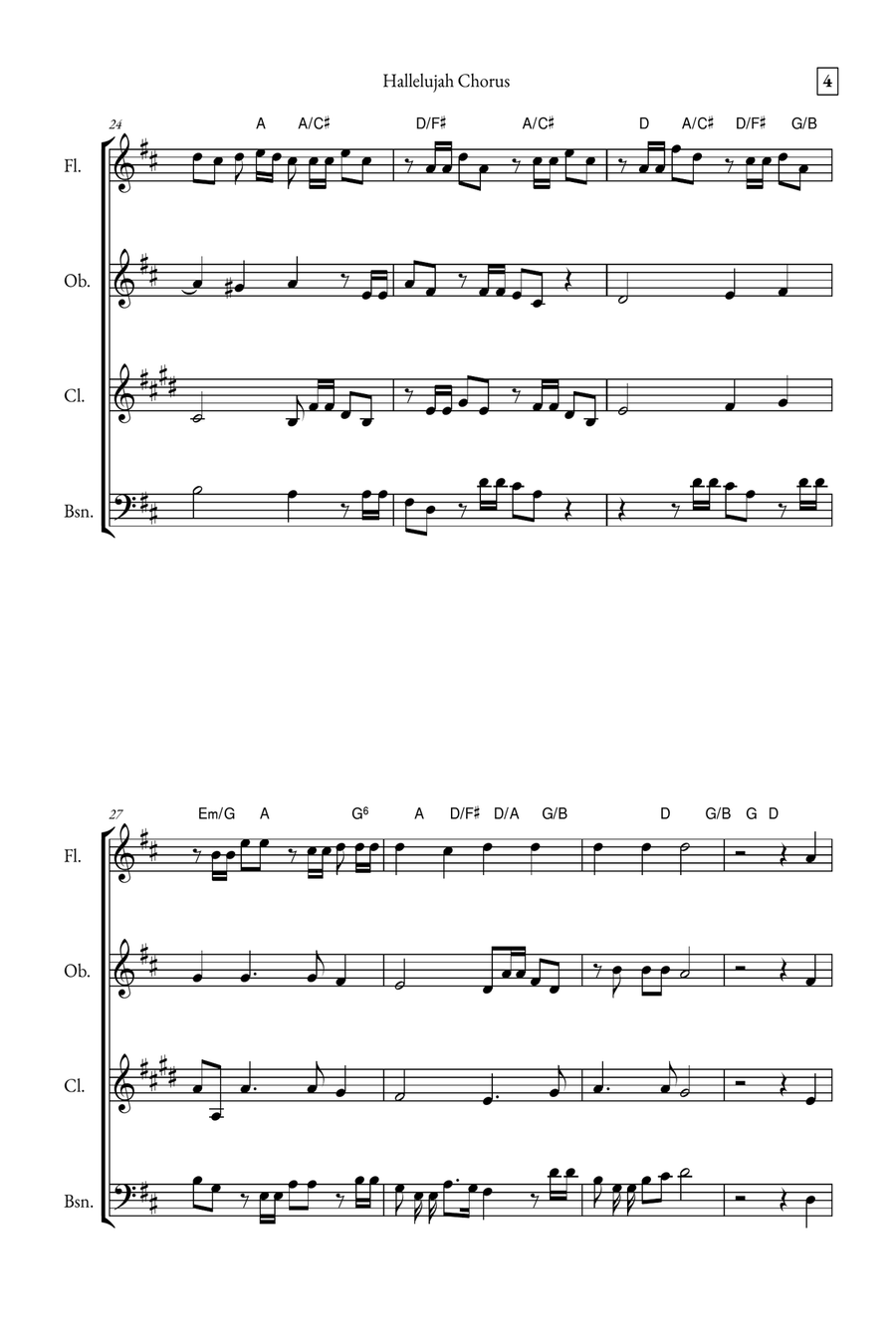 Hallelujah Chorus Woodwind Quartet scores gallery preview page 4