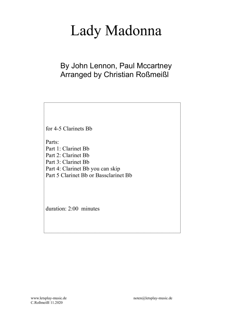 Lady Madonna Woodwind Quintet scores gallery preview page 1