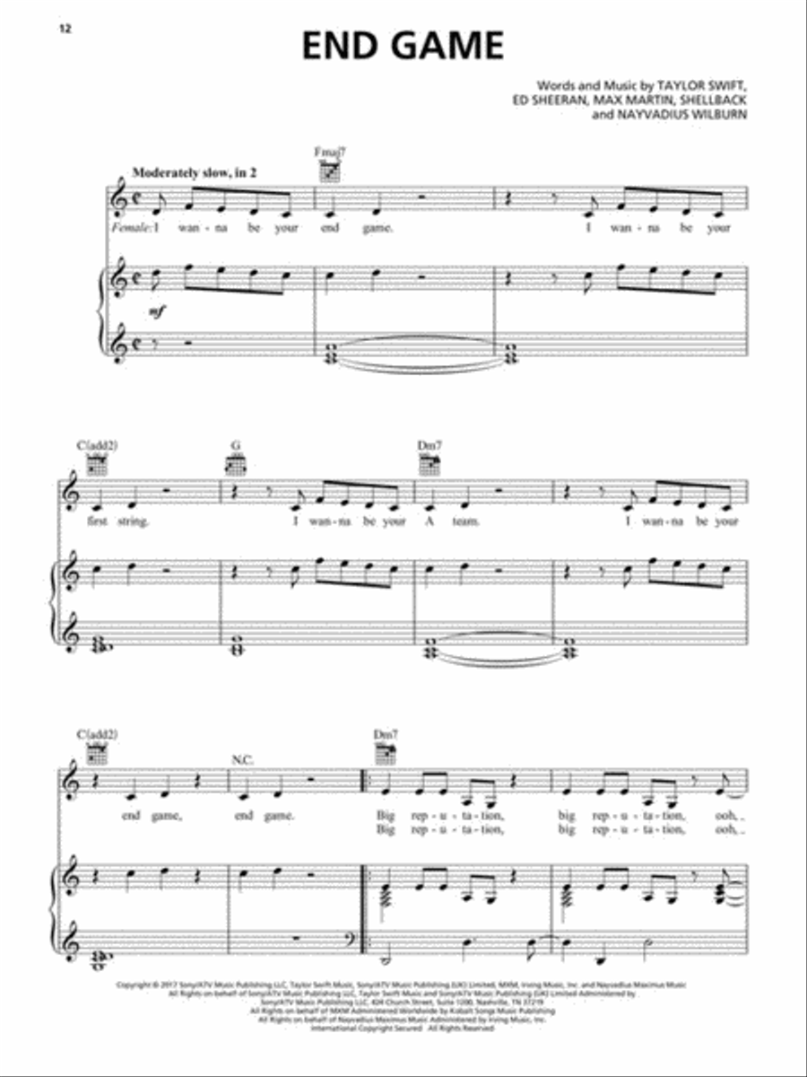 Taylor Swift - Reputation by Taylor Swift - Easy Piano - Sheet