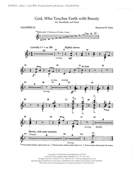 God, Who Touches Earth With Beauty (Downloadable Handbell Parts)