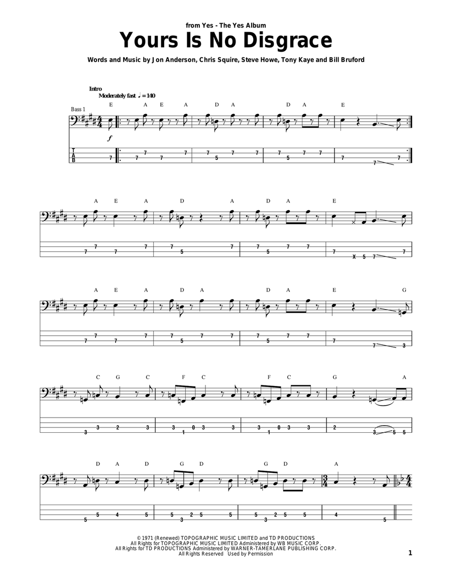 Yours Is No Disgrace Acoustic Guitar scores gallery preview page 1