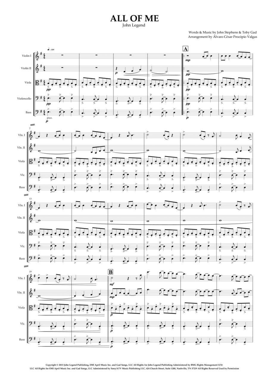All Of Me String Quintet scores gallery preview page 1