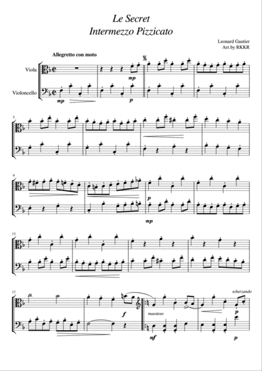 Le secret (Duet for Vla and Vc) Set of Parts scores gallery preview page 1