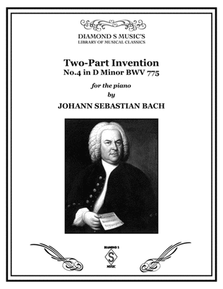 Book cover for 2-Part Invention No. 4 in D minor by J.S. BACH, BWV 775 for Solo Piano