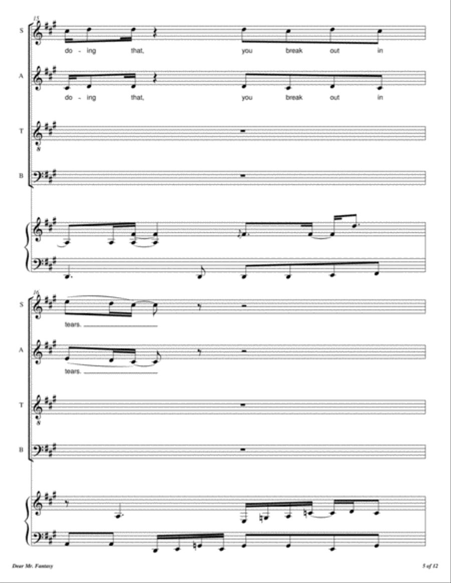 Dear Mr. Fantasy 4-Part scores gallery preview page 6