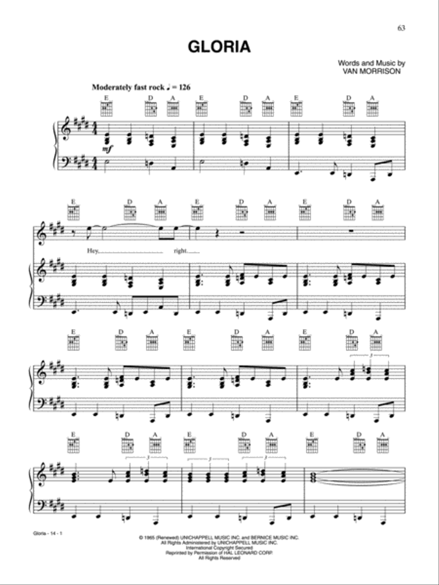 Gloria Piano, Vocal, Guitar scores gallery preview page 1