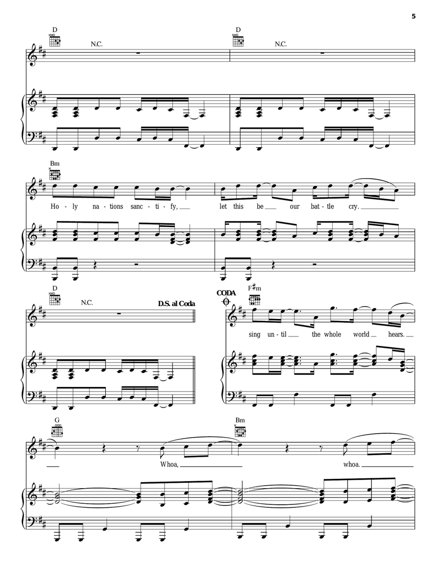 Until The Whole World Hears Piano, Vocal, Guitar scores gallery preview page 5