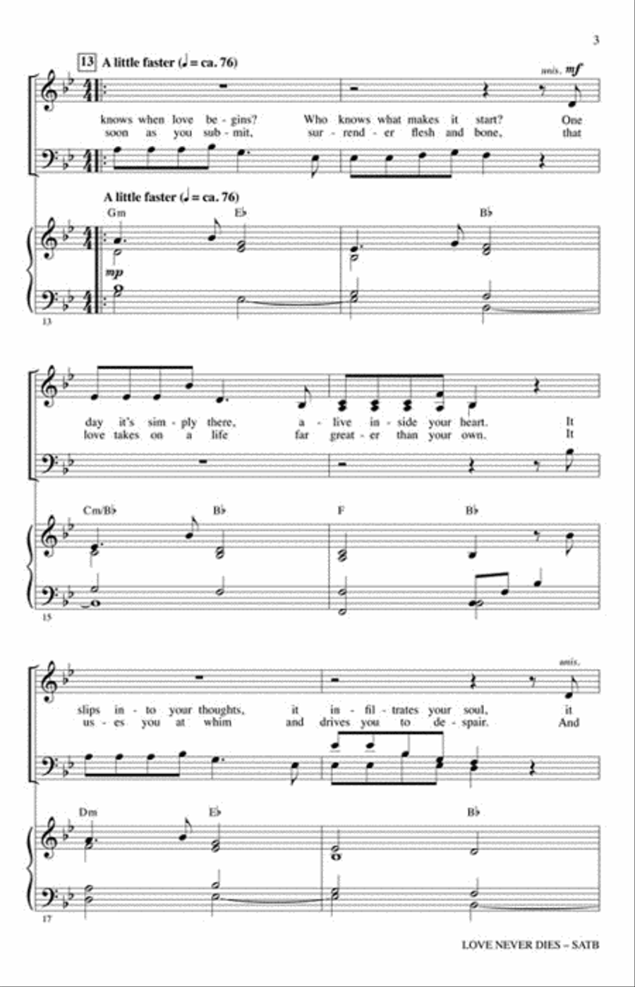 Love Never Dies Choir scores gallery preview page 3