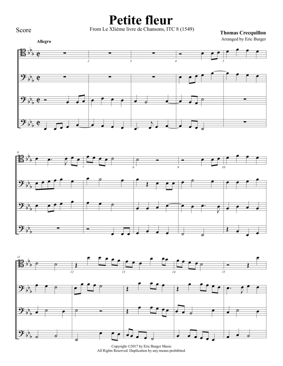 Petite Fleur for Trombone or Low Brass Quartet image number null