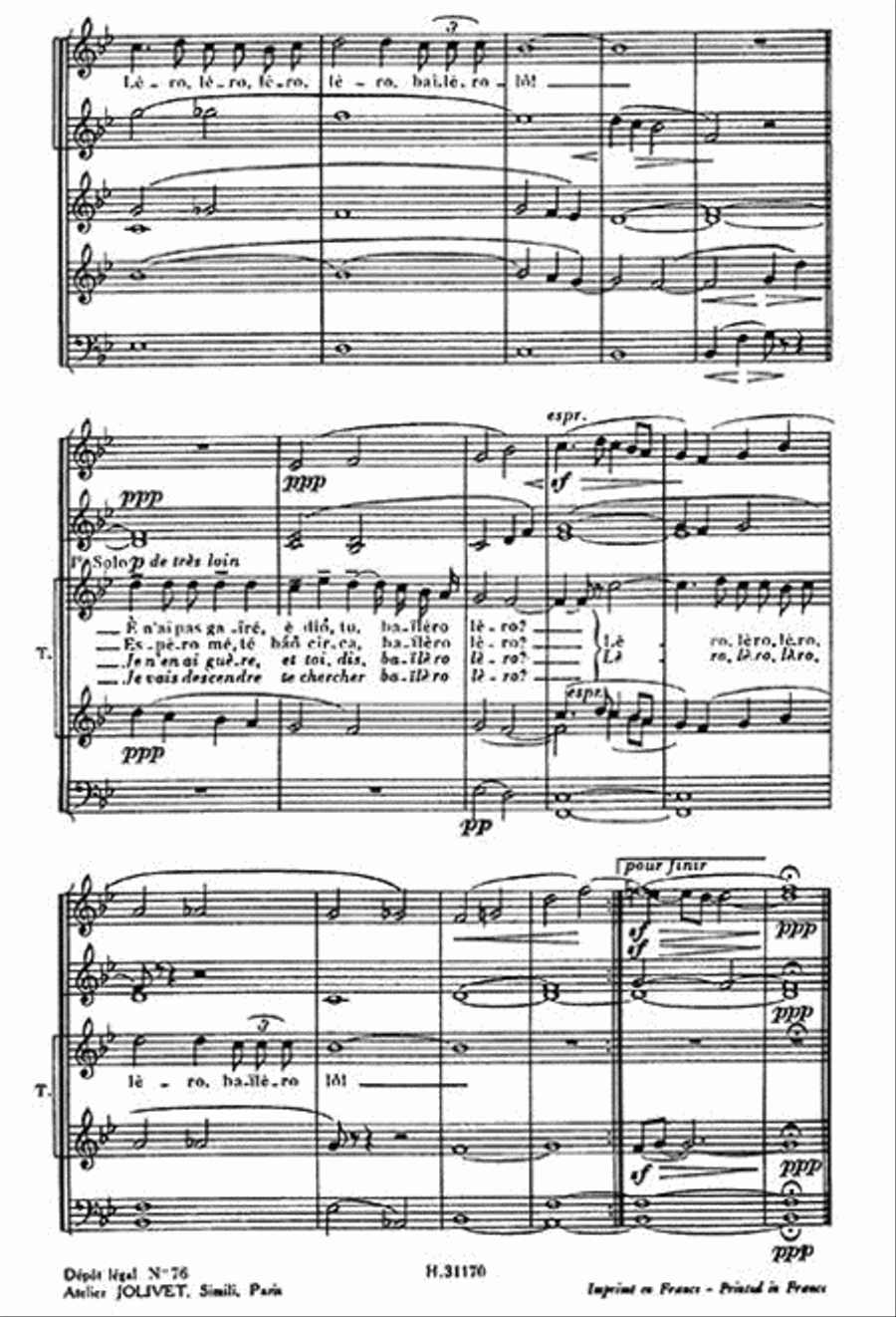 Auvergne Songs - Series 1, No.2 4-Part scores gallery preview page 2