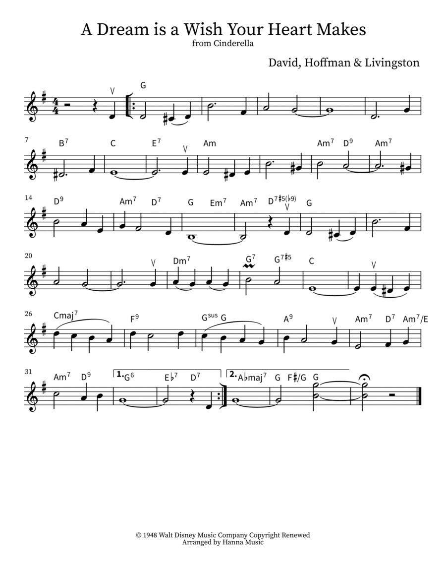 A Dream Is A Wish Your Heart Makes String Duet scores gallery preview page 1
