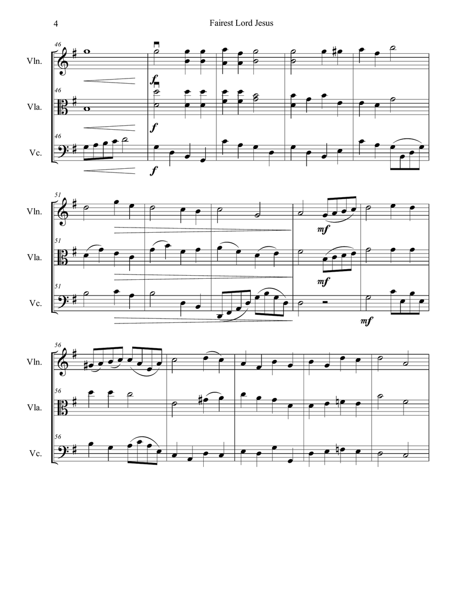 Fairest Lord Jesus String Trio scores gallery preview page 4