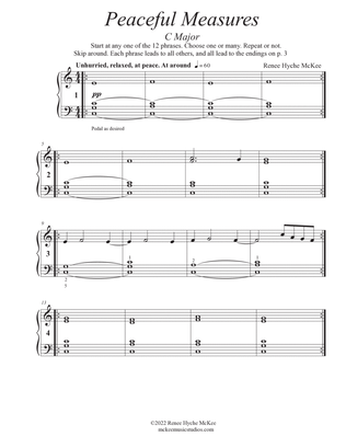 Peaceful Measures - Interchangeable, Repeatable Phrases for Background Piano Music