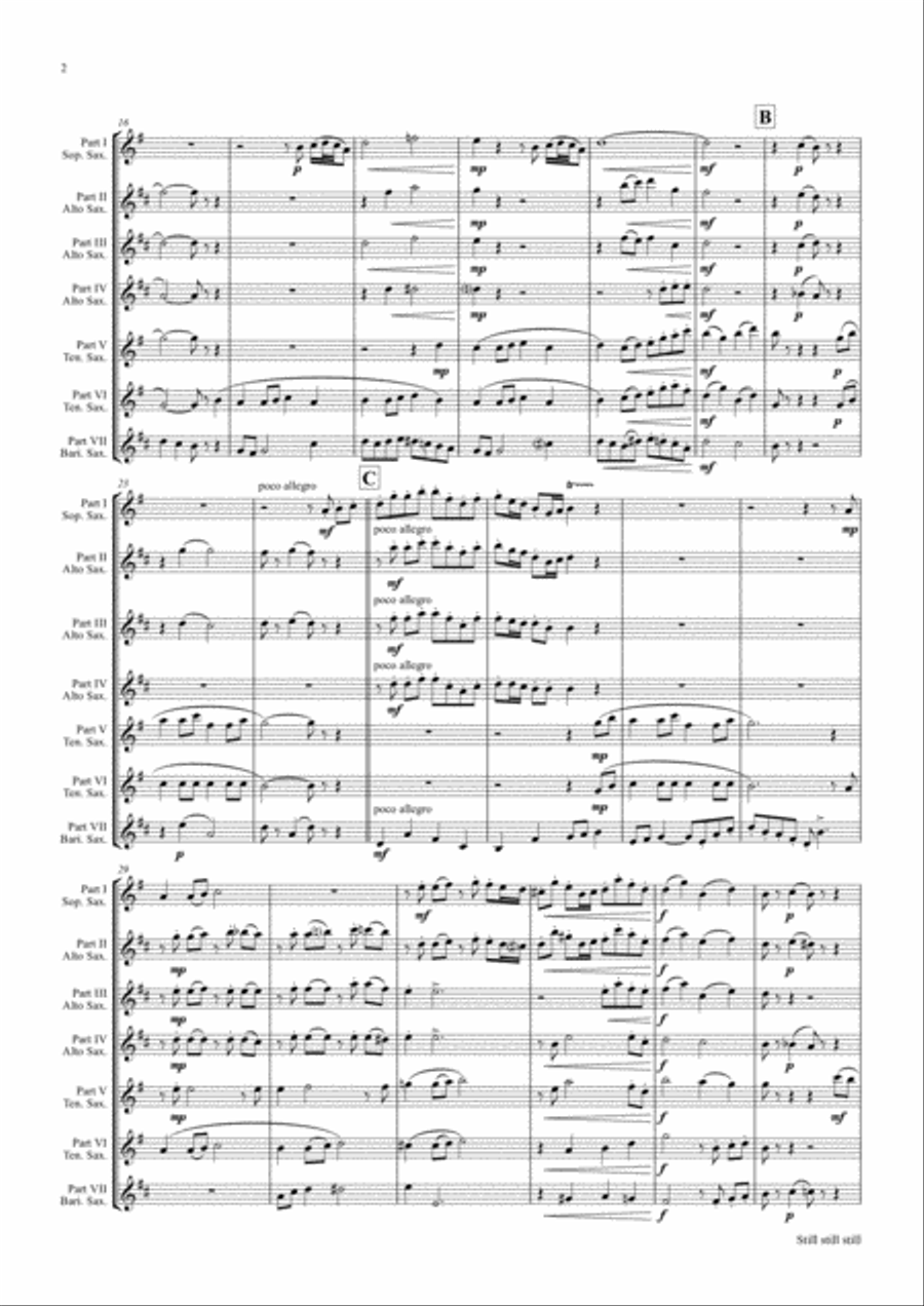Still Still Still - Christmas song - 7 Parts - Saxophone Ensemble Woodwind Ensemble scores gallery preview page 2