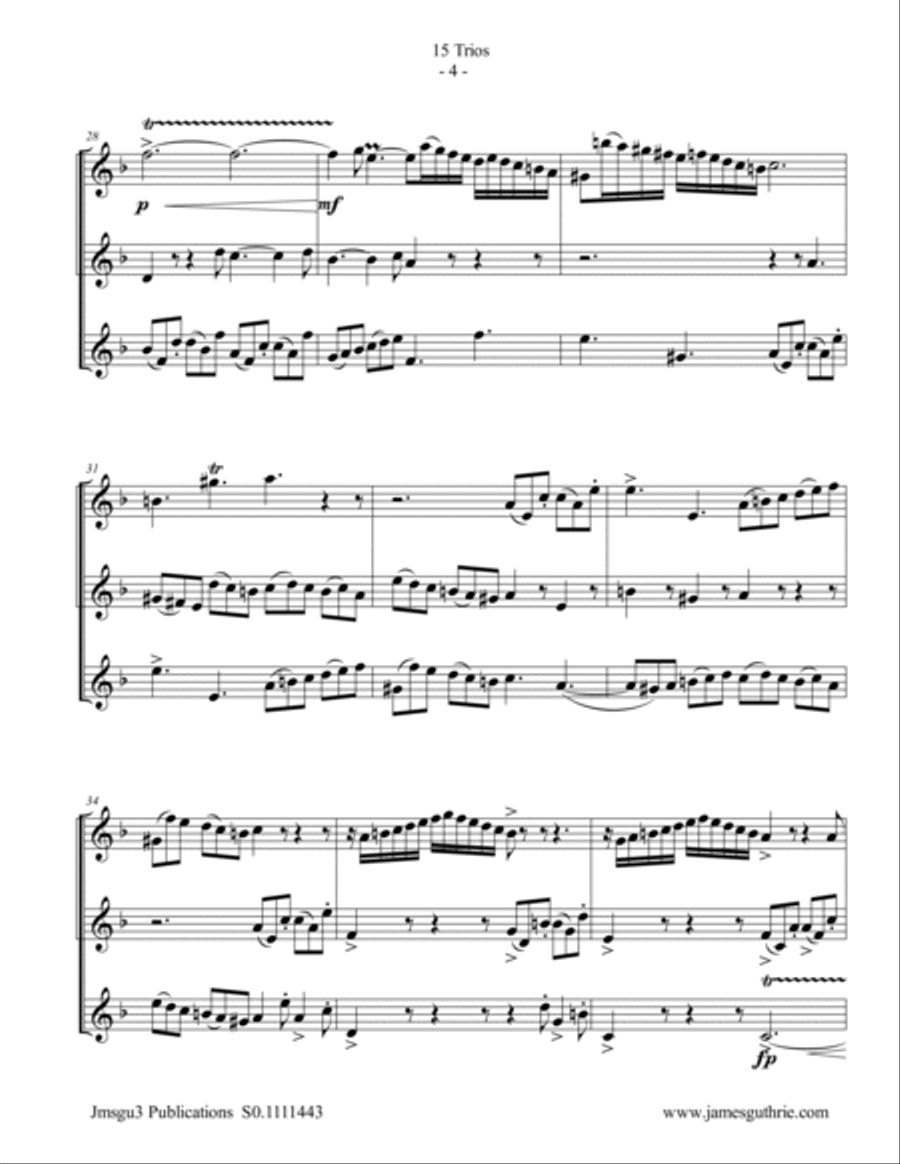 BACH: 15 Trios BWV 787-801 for Clarinet Trio Clarinet Trio scores gallery preview page 4