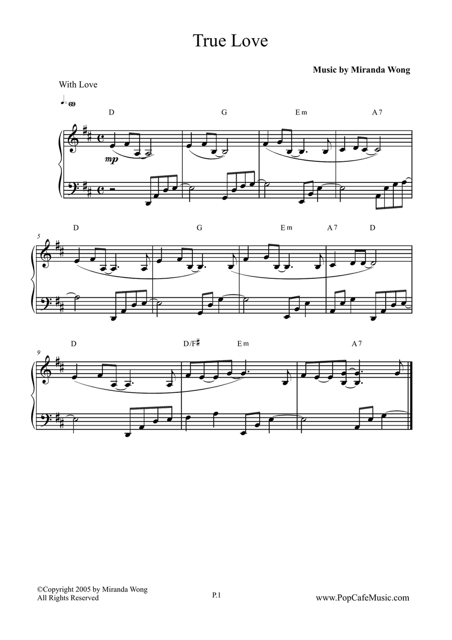 True Love - Wedding Piano Music 4-Part scores gallery preview page 1