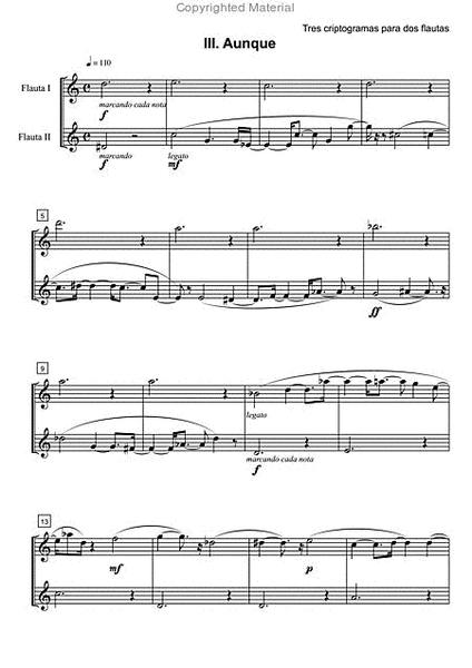 Tres criptogramas for Flute Duet