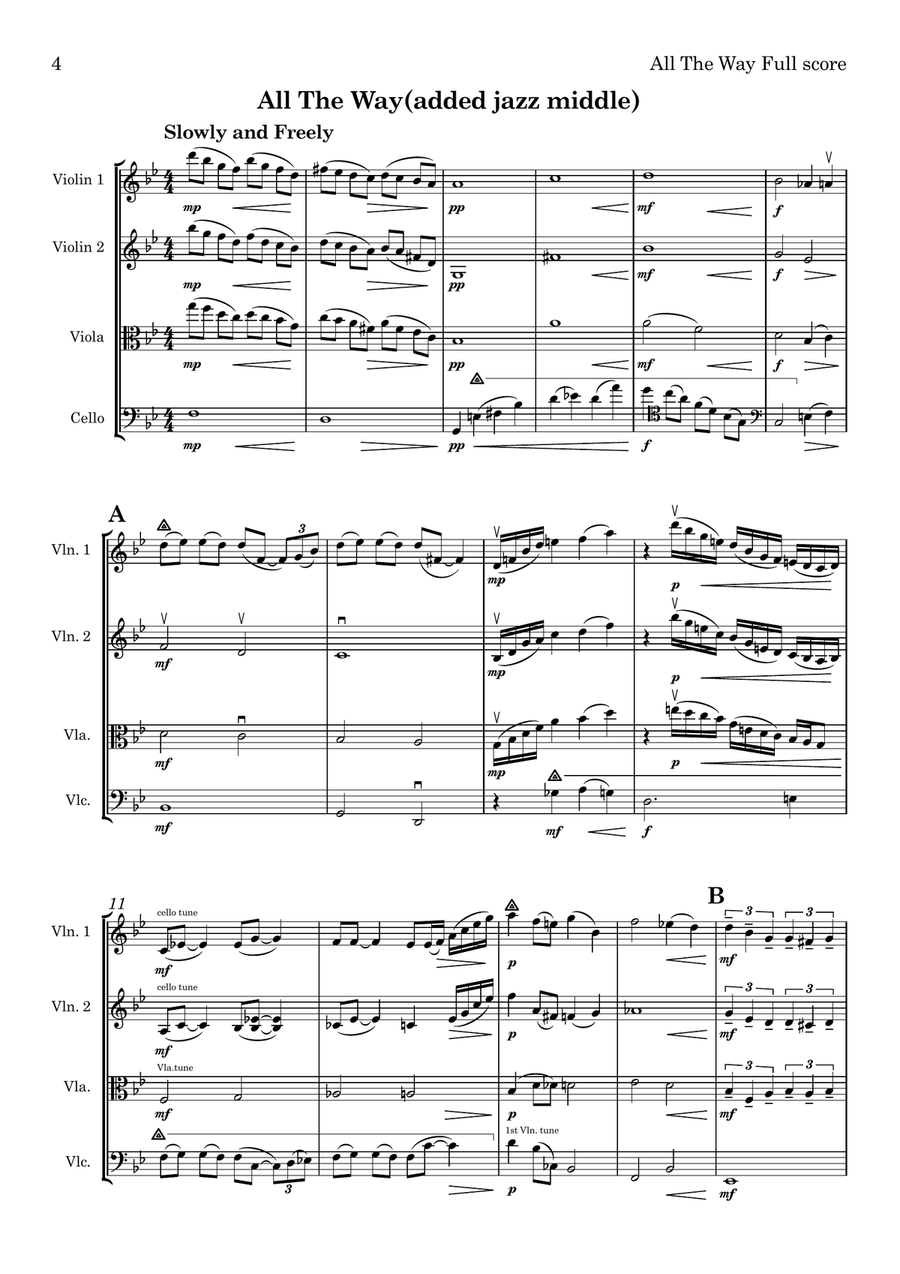 All The Way String Quartet scores gallery preview page 4