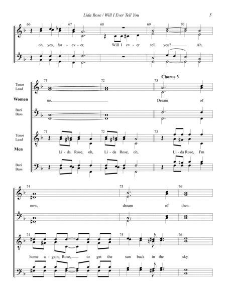 Lida Rose/Will I Ever Tell You (from The Music Man) (arr. Nancy Bergman, Mo Rector)