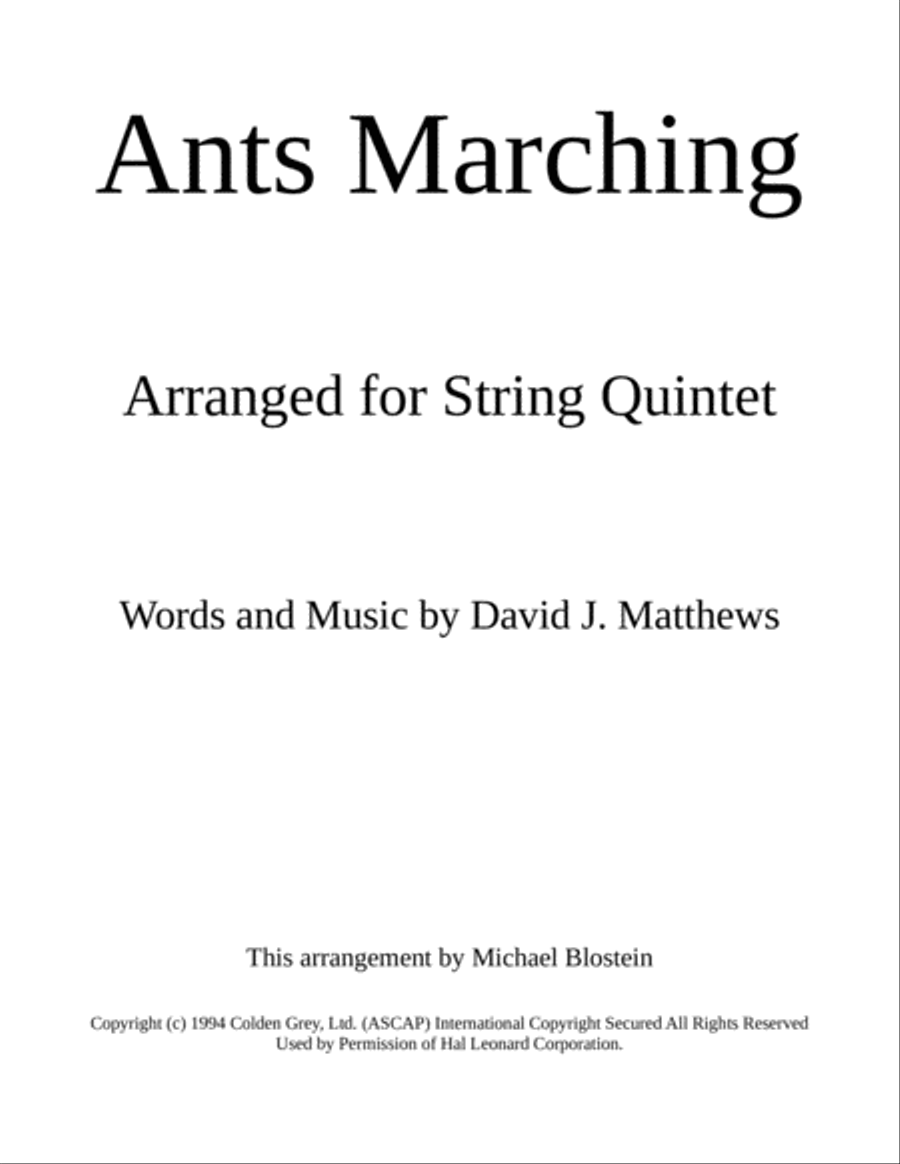 Ants Marching String Quartet scores gallery preview page 1