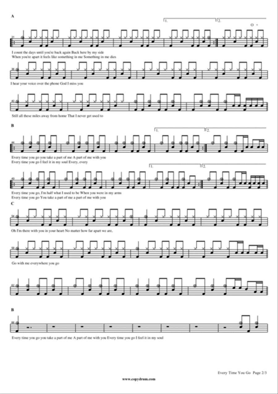 Every Time You Go Drum Set scores gallery preview page 2