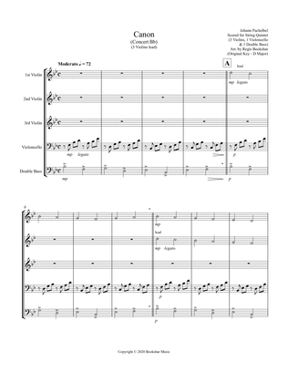 Canon (Pachelbel) (Bb) (String Quintet - 3 Violins, 1 Cello, 1 Bass)