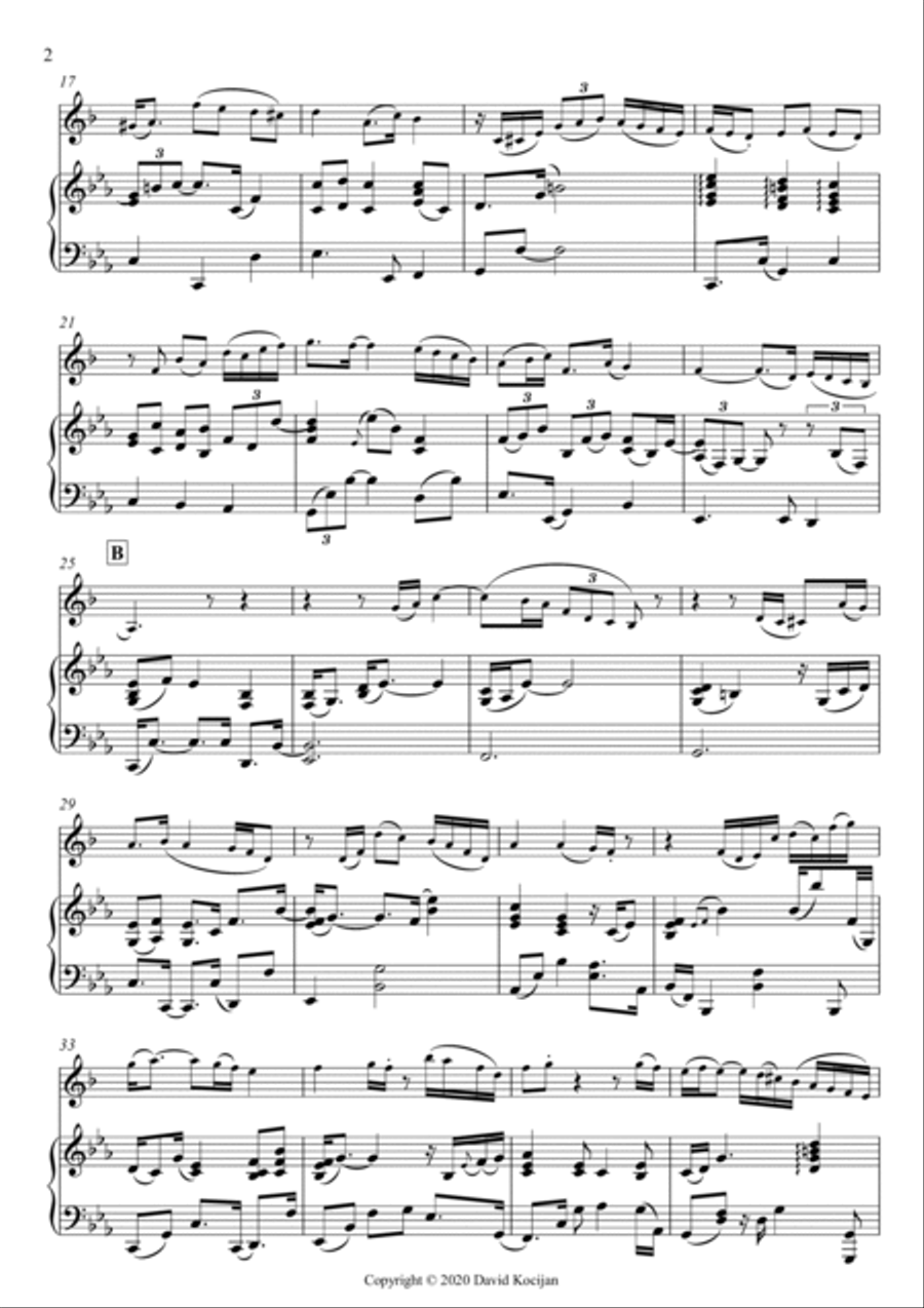 Minuet in D-minor (clarinet & piano) B-Flat Clarinet scores gallery preview page 2