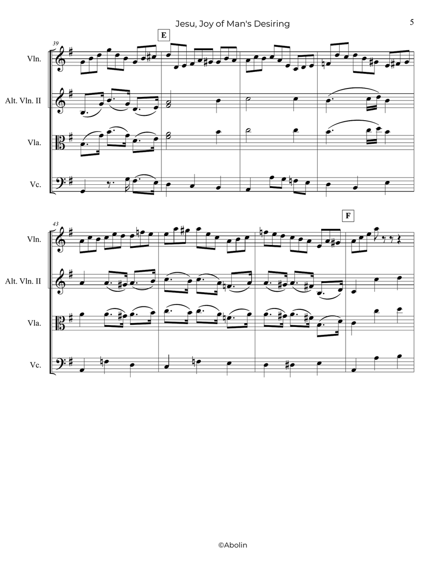 J.S. Bach: Jesu, Joy of Man's Desiring - String Trio (Violin, Viola, Cello), or 2 Violins and Cello String Trio scores gallery preview page 6