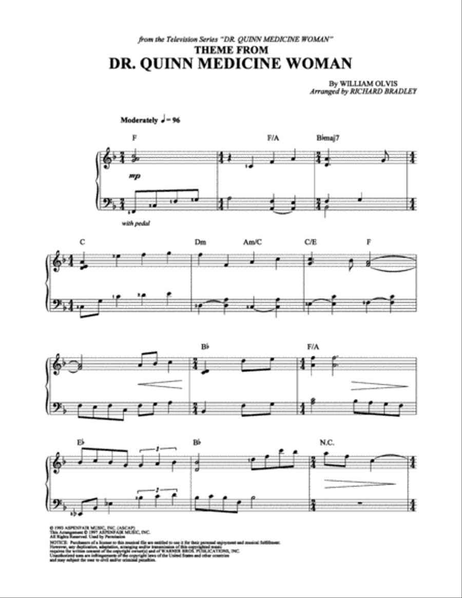 Dr. Quinn Medicine Woman Dr. Quinn Medicine Woman Easy Piano scores gallery preview page 1