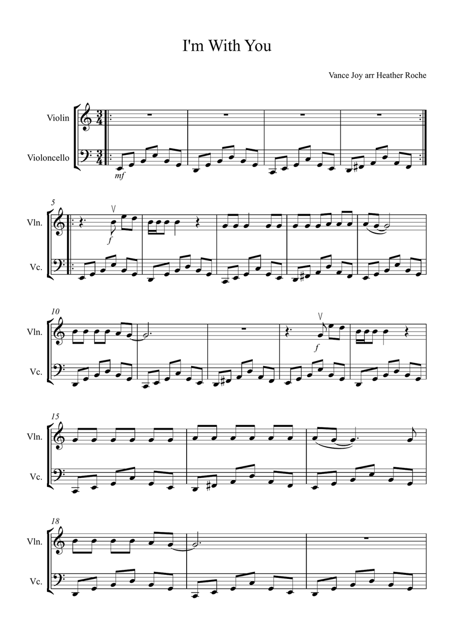 I'm With You String Duet scores gallery preview page 1