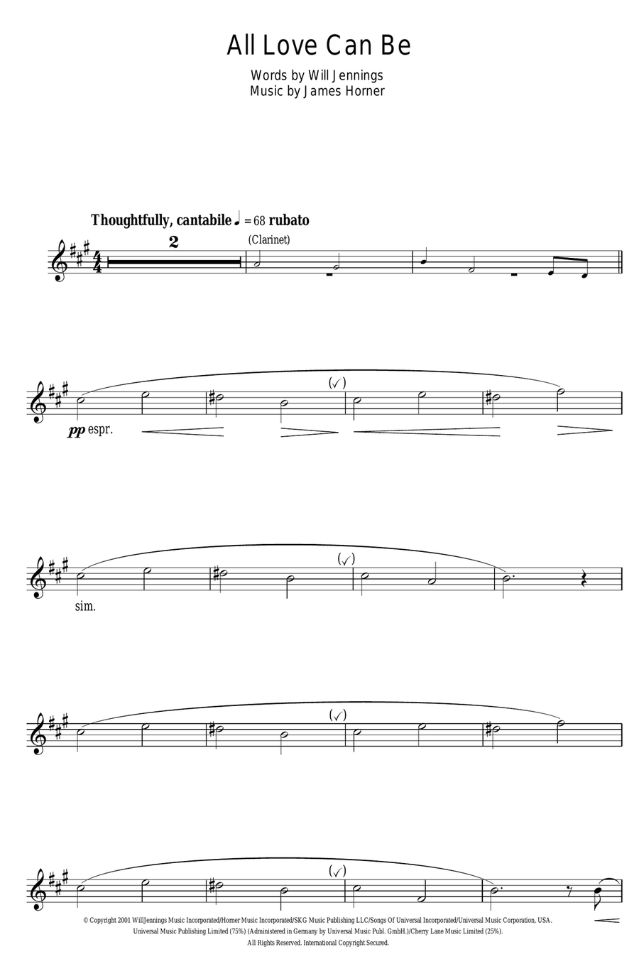 All Love Can Be (from A Beautiful Mind) Alto Saxophone scores gallery preview page 1