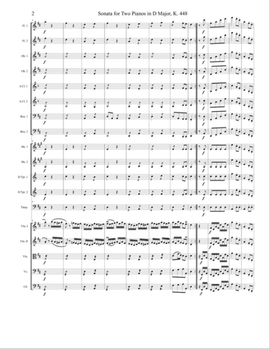 Sonata for Two Pianos in D Major, K. 448, Movement 3 Full Orchestra scores gallery preview page 2