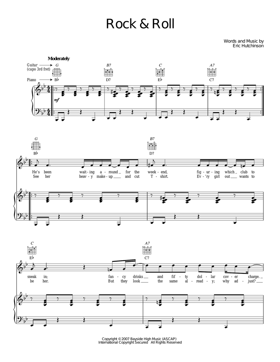 Rock & Roll Piano, Vocal, Guitar scores gallery preview page 1