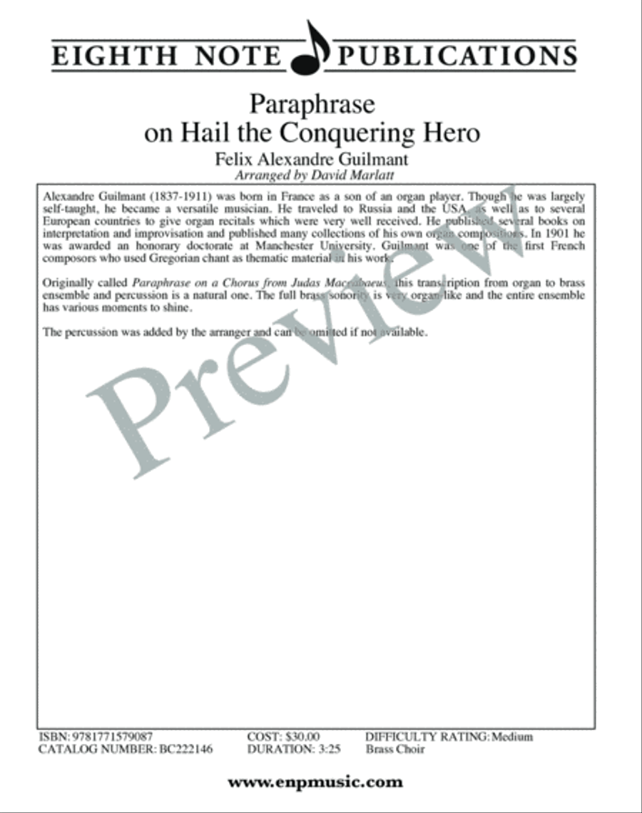 Paraphrase on Hail the Conquering Hero Small Ensemble scores gallery preview page 2