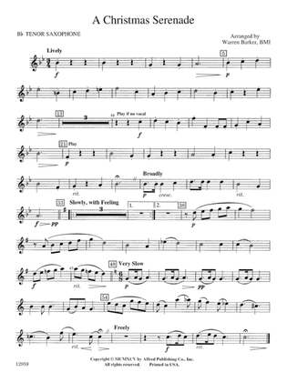 A Christmas Serenade (with optional chorus): B-flat Tenor Saxophone