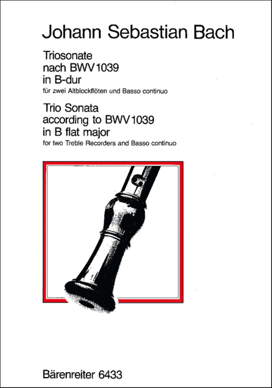 Triosonate for two Recorders and Basso continuo B flat major (original G major) BWV 1039 Alto Recorder scores gallery preview page 1
