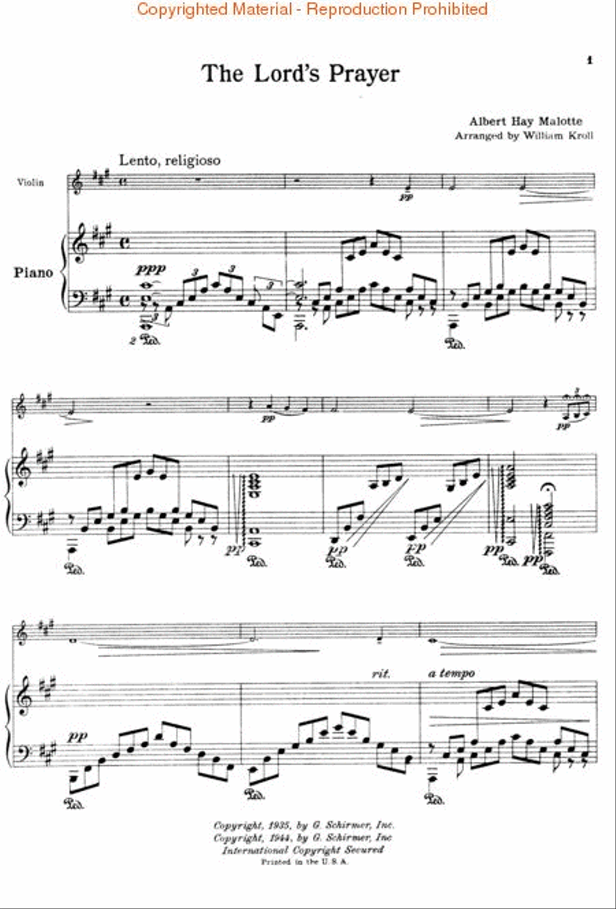 The Lord's Prayer (Piano / Violin)