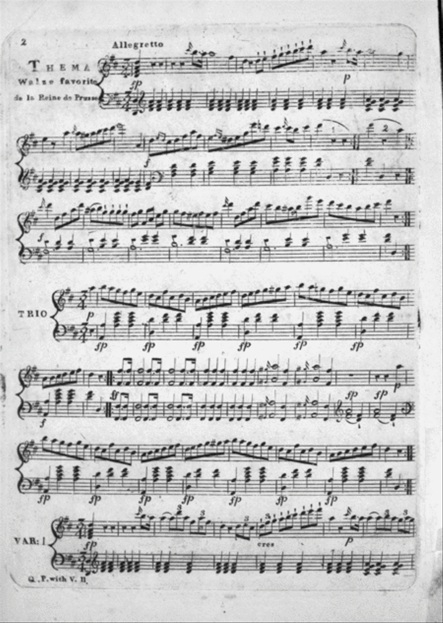 The Queen of Prussia's Waltz With Variations for the Piano Forte Piano Solo scores gallery preview page 2