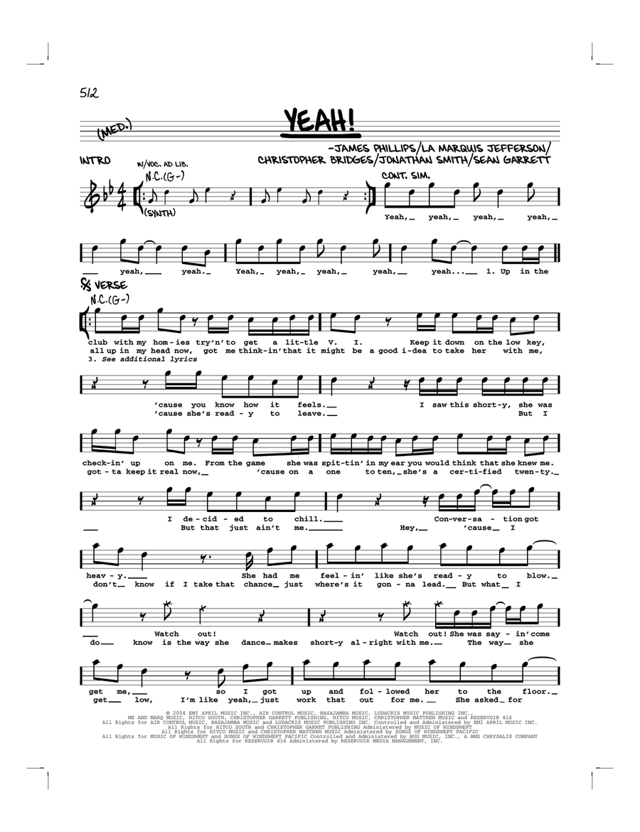 Yeah! Piano scores gallery preview page 1