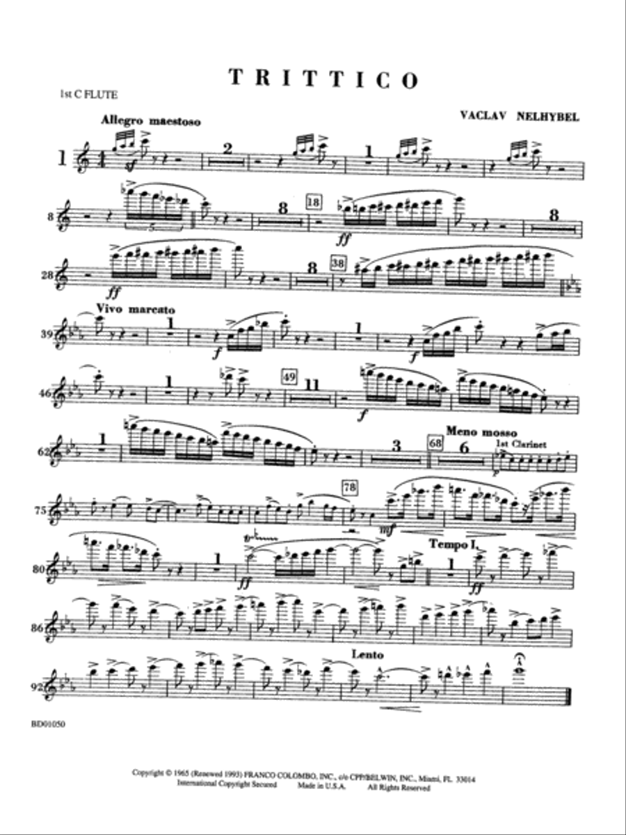 Trittico: Flute Concert Band scores gallery preview page 1