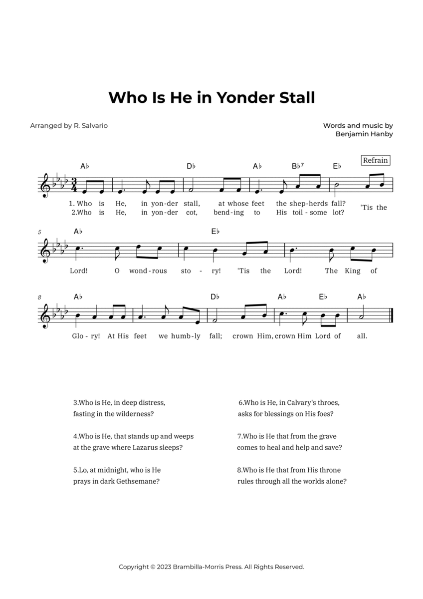 Who Is He in Yonder Stall (Key of A-Flat Major) image number null