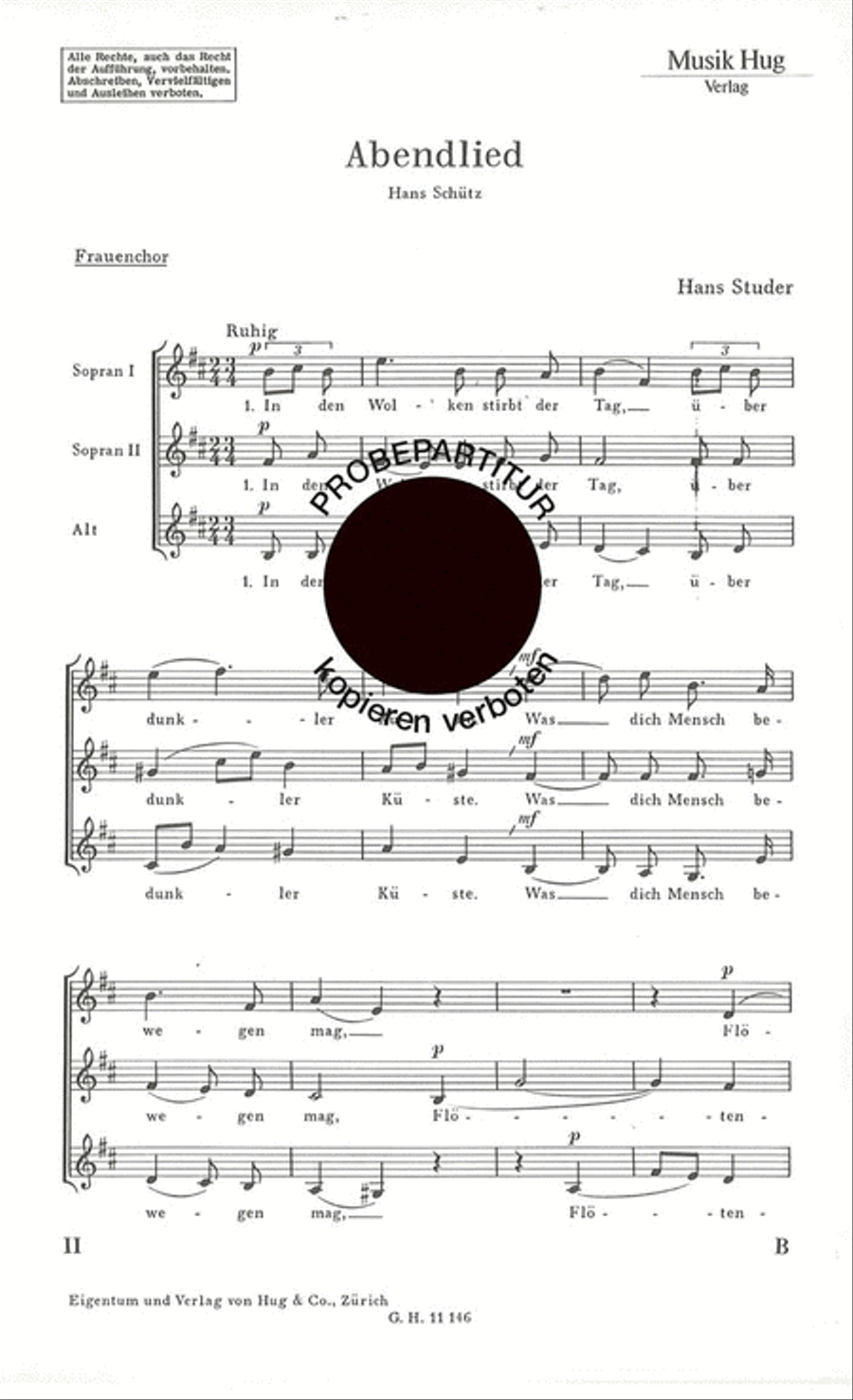 Abendlied an die Natur Abendlied an die Natur Women's Choir scores gallery preview page 1