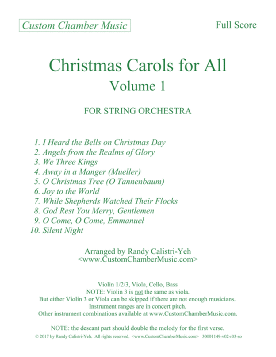 Christmas Carols for All, Volume 1 (for String Orchestra)