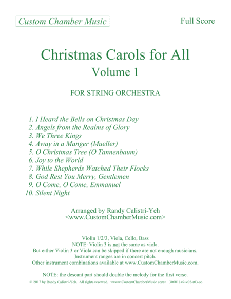 Christmas Carols for All, Volume 1 (for String Orchestra)